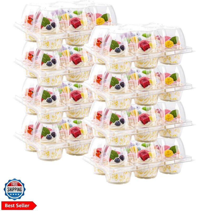 6 Count Cupcake Containers 30 Pack Cupcake Holders Clear Plastic Stackable Cu…