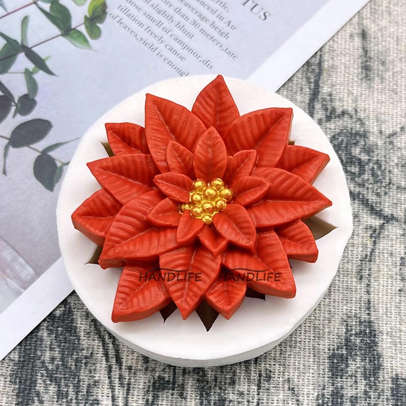 Poinsettia Christmas Flower Silicone Sugarcraft Mold Resin Tools Cupcake Baking gallery