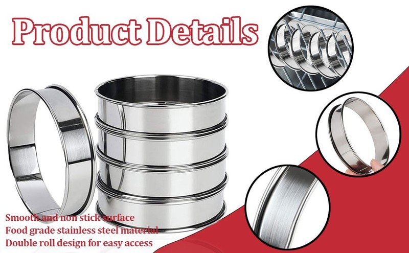 12Pack English Muffin Rings 3.15 Inch, Stainless Steel Crumpet Rings Double gallery