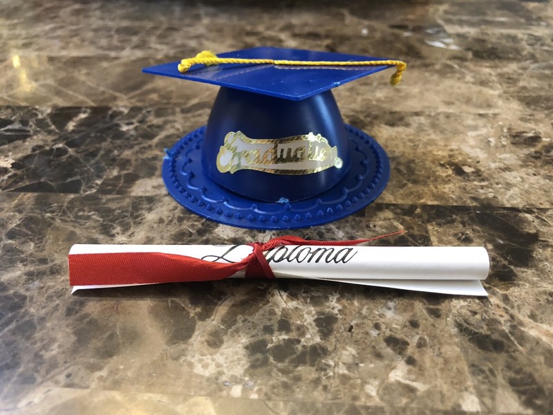2 Graduation Cap Hat & Diploma Cake Topper Decoration Grad Party Different color gallery