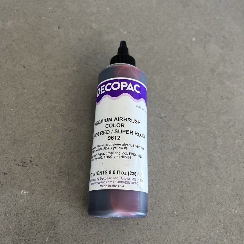 DECOPAC Food Coloring Premium Airbrush Color SUPER RED 8oz | Exp 08/28 Sealed