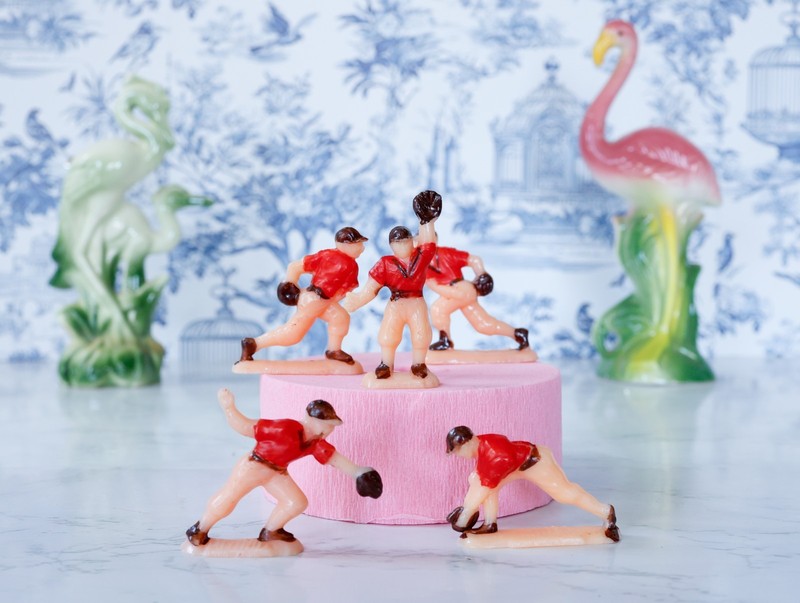 VTG 50s Baseball Player Cake Toppers Set of 5 MCM Retro Boys Sport Party Favors gallery
