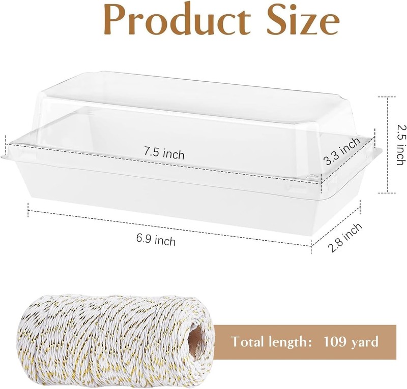 Paper Charcuterie Boxes with Clear Lids, 50 Pack, White | 7.5x3.3 Inch, Small... gallery