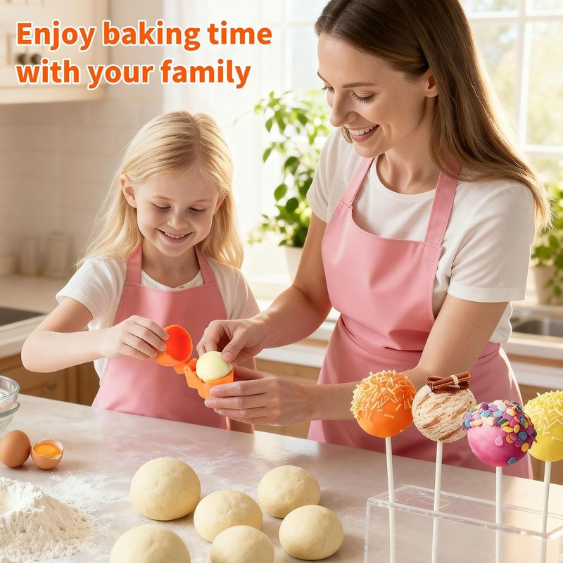 Round Orange Cake Pop Mold Sphere Circle Cutter Pusher Set Baking Maker Tool gallery