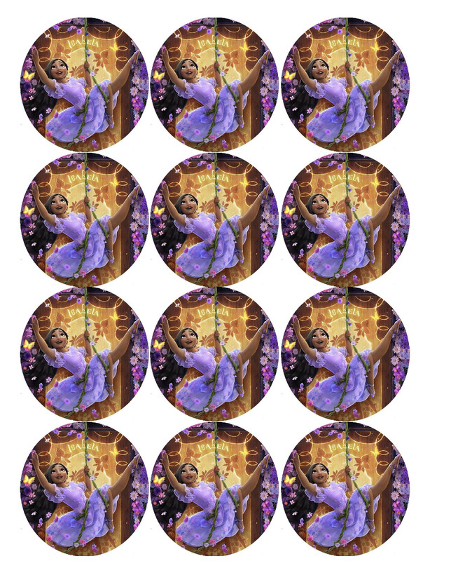 set of 12 isabella encanto, edible paper, cupcake cookie toppers CHOOSE SIZE