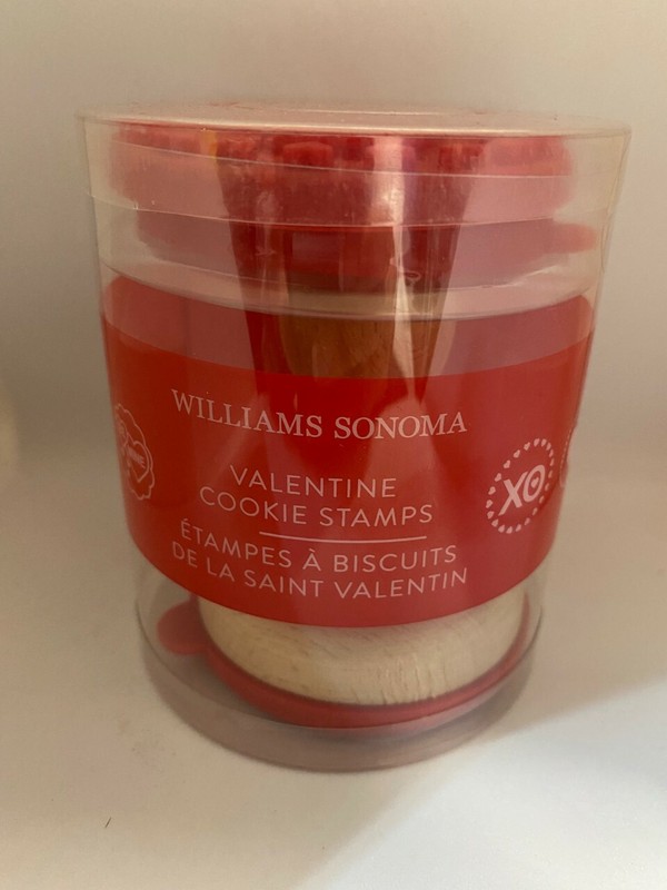 NEW Williams Sonoma Valentine Silicone Cookie Stamp & Handle Set HEART XO LOVE