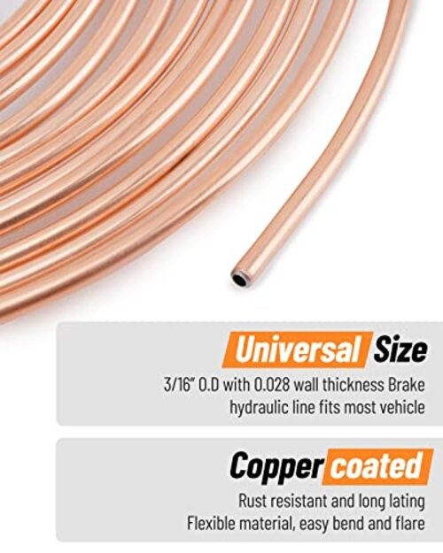 25 ft 3/16 Copper Coated Brake Line Kit (Includes 16 Fittings 3/16" Brake Lines gallery