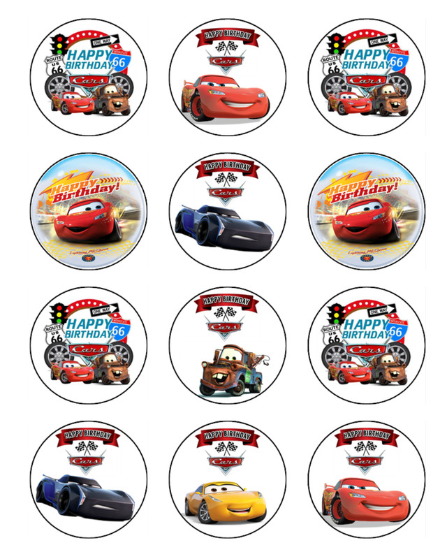 Lightning McQueen Edible Icing Cupcake Toppers Cars Cake Decorations (2 Sizes) gallery