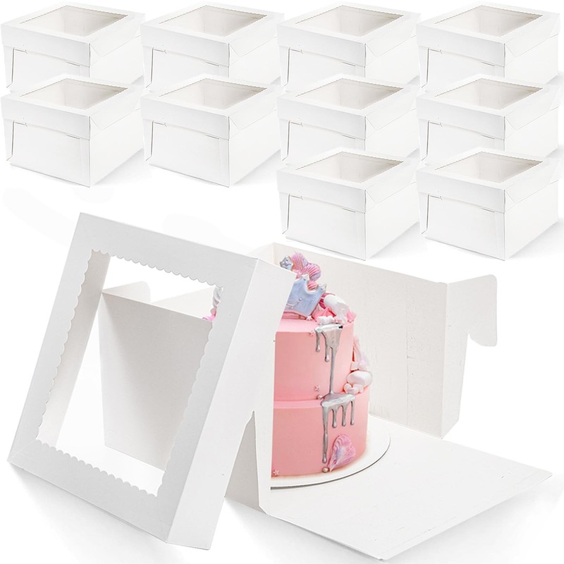10 Pack Cake Boxes with Window 12x12x8 Inch Large Cake Boxes for Tiered Cake …