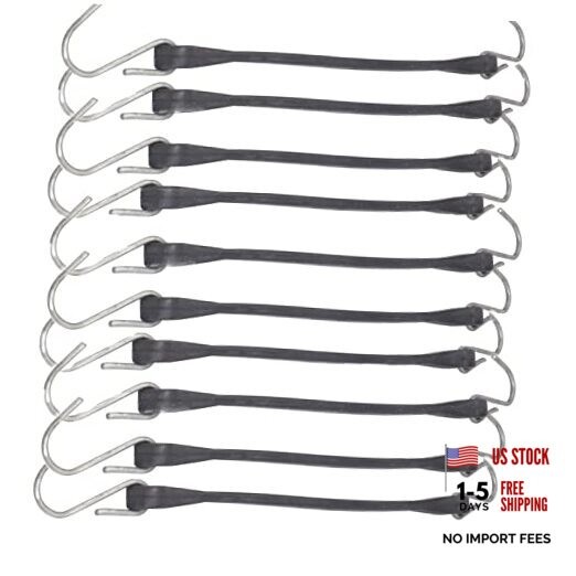 Mini Bungee Cords with Hooks, 9 Inch Rubber Stretchy Bungee Cords with