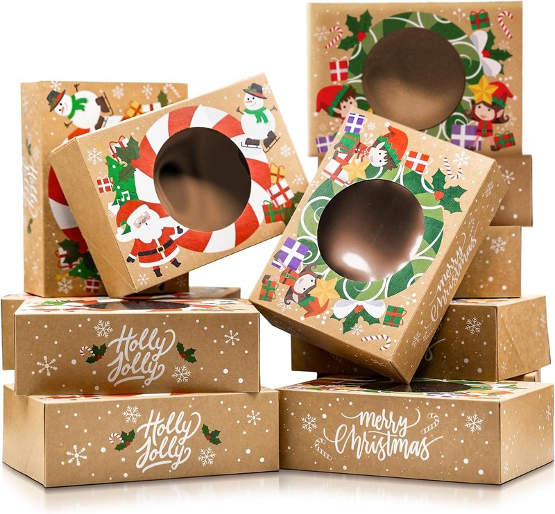 Christmas Cookie Boxes for Gift Giving – 12 Kraft Christmas Cookie Tins