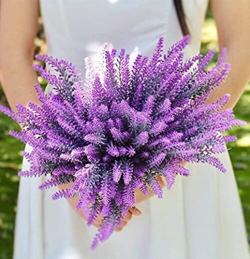 Artificial Lavender, Faux Plastic Plants Fake Flowers Bouquet Home Bridal gallery