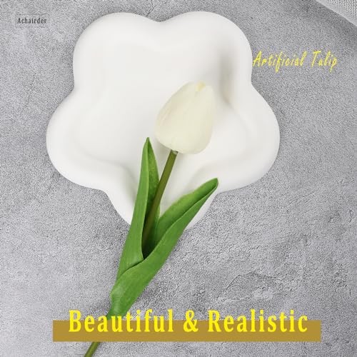 pcs Tulips Artificial Flowers, Artificial Latex Real Touch Tulips 30 White gallery