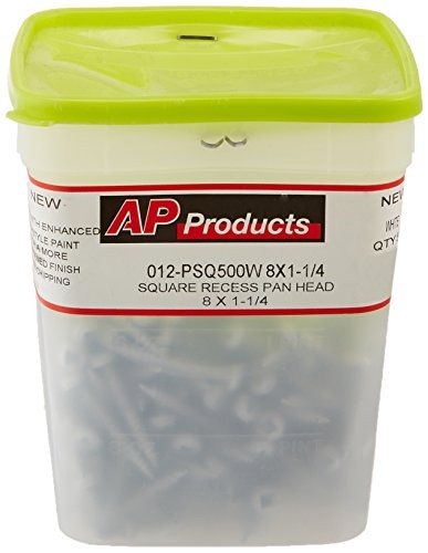 012-PSQ500 W 8 X 1-1/4 White Pan Head Square Recess Screw - Pack of 8 x 1-1/4" gallery