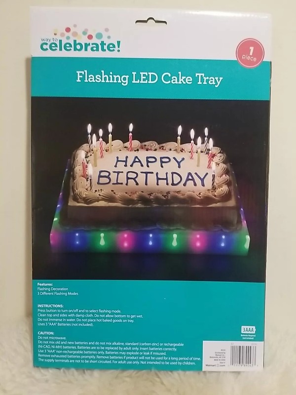 Way to Celebrate Flashing LED Cake Tray 9” x 13” NEW, 3 Modes Uses 3 AAA Battery gallery