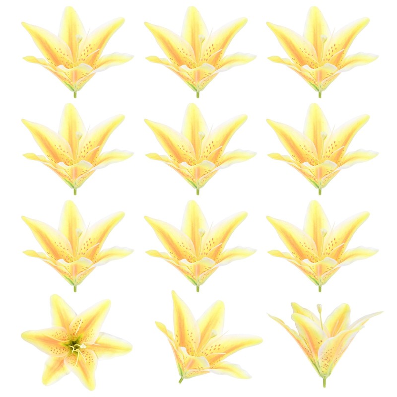 12-Pack Artificial Flowers Bulk, Light Yellow Fake Chrysanthemum Floral for DIY