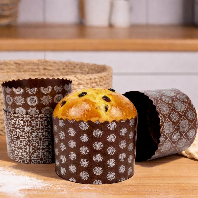 12 PCS 25 oz Kulich Easter Bread Paper Mold Paska Panettone Baking Forms Brown