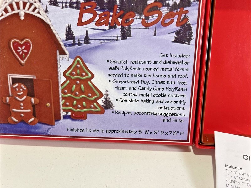 NEW VINTAGE 2001 Gingerbread 7-Piece Cookie Cutter & Baking Set w Recipe gallery