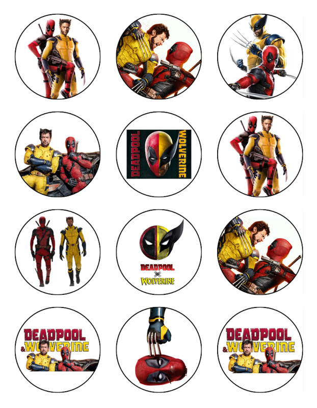 Wolverine & Deadpool Edible Cupcake Toppers Wafer Birthday Decorations (2 Sizes) gallery