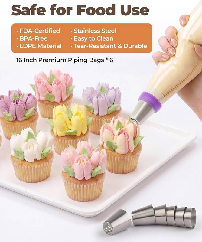 46 Pcs Russian Piping Tips Set, Upgraded Piping Bags and Tips Set gallery