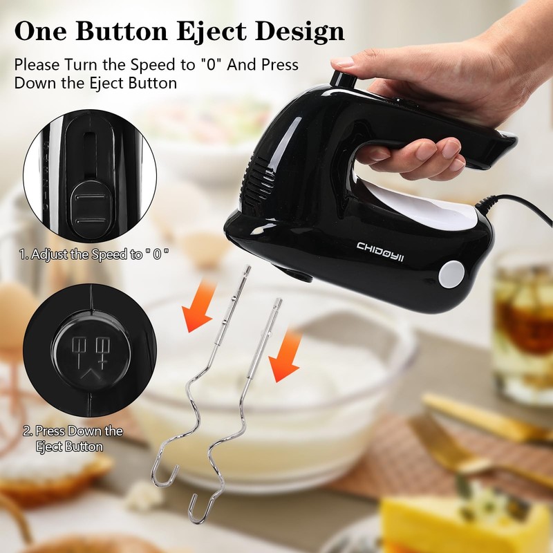 5-Speed Hand Mixer Handheld，300 W Electric Whisk with 4 Stainless Steel Acces... gallery