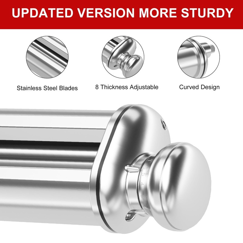 Pasta Roller for Kitchenaid Stand Mixer, 1-Piece Set (Roller Only), Silver gallery