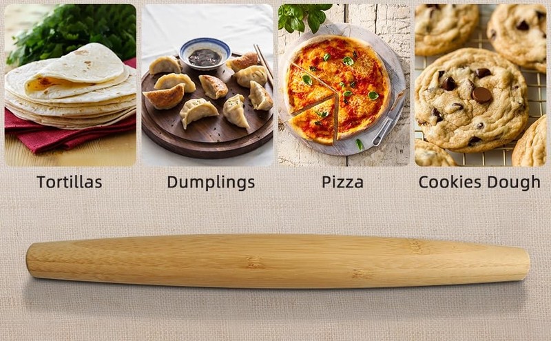 Classic French Rolling Pins Bamboo Wooden Rolling Pin for Baking Pizza Dough ... gallery