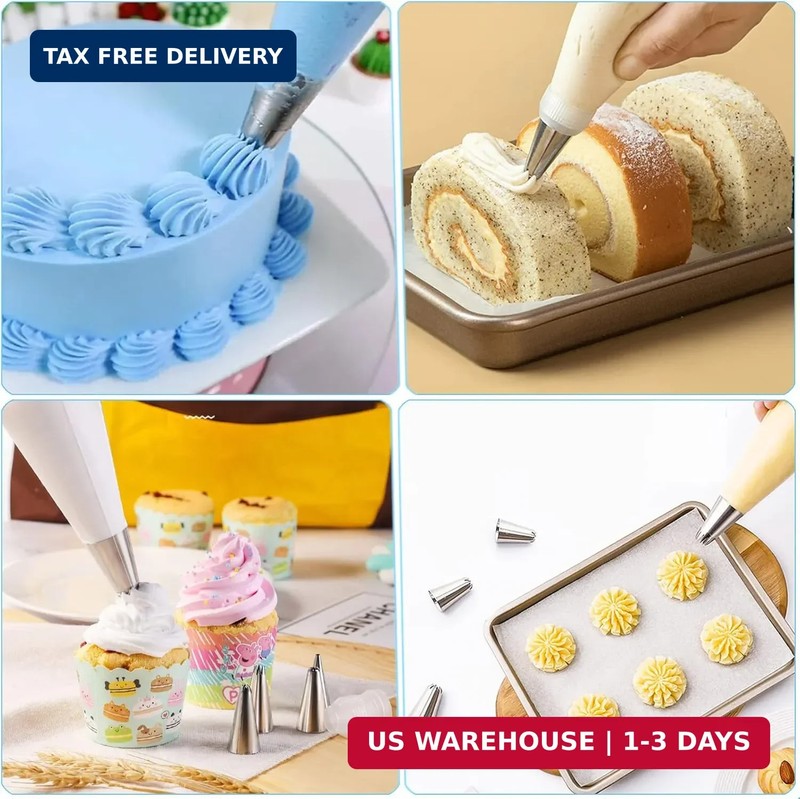 Piping Bags and Tips Set 100 Disposable Pastry Bag 7 Icing Tip Cake Decorating gallery