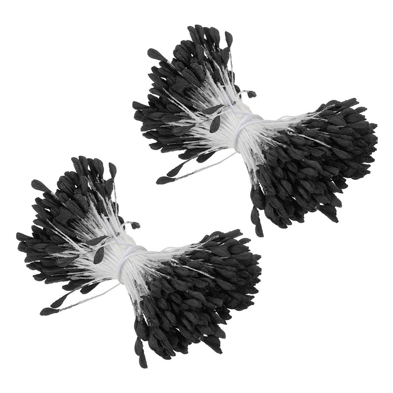 2.5mm Double Heads Flower Stamen, 680 Pcs Artificial Flower Stamen Pistil, Black