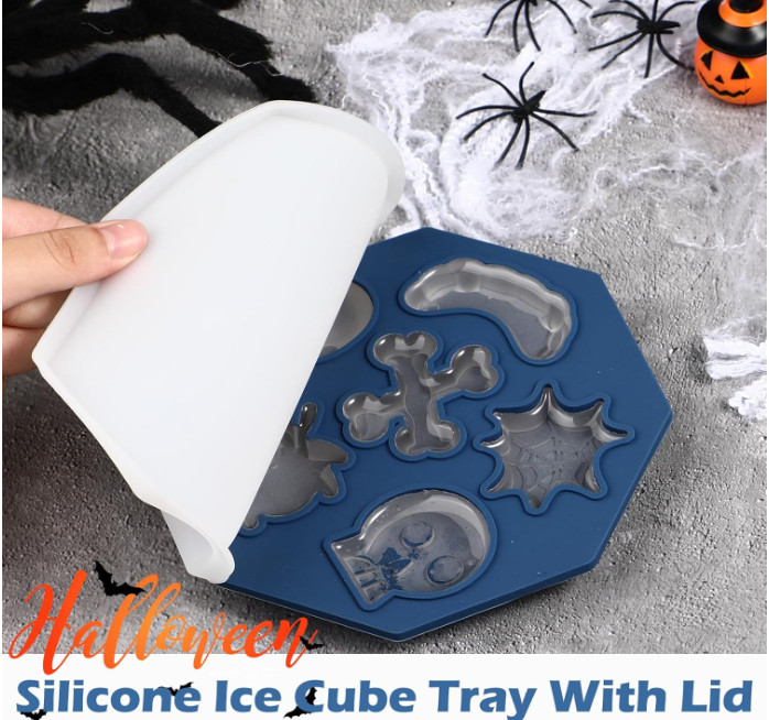 Halloween Ice Cube Trays with Lid Silicone Skull Spider Vampire Teeth Ice Molds gallery