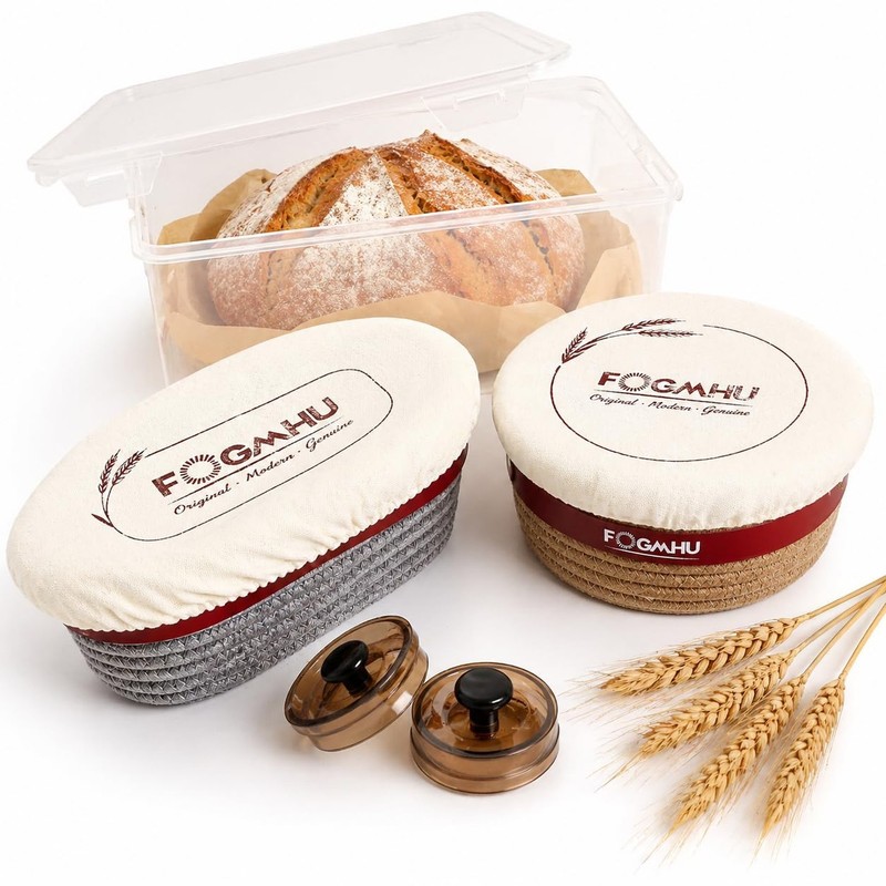 2-Pack Banneton Bread Proofing Baskets – Sourdough Starter Kit for Home Ba