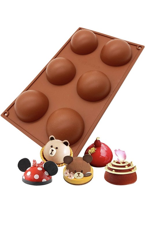 5 Pack 6-Cavity Silicone Cake Mold Hot Chocolate Bombs 2.5in Half Ball Sphere