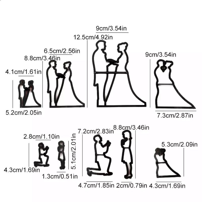 9pcs/Set Wedding Couple Silhouettes Fondant Decorating Sugarcraft Cutter Mould gallery