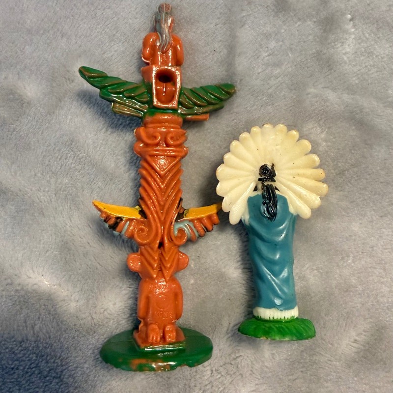 Vintage Plastic Cake Topper Lot of 5 Native American Totem Figures gallery