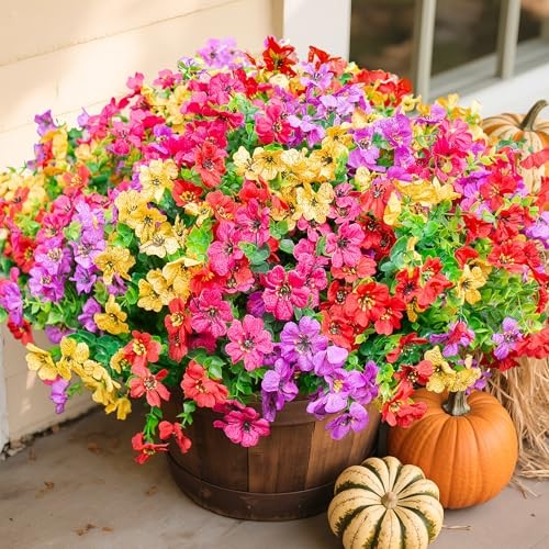 florisso Artificial Flowers for Outdoors Daisy 12 Purple Pink Yellow Red gallery