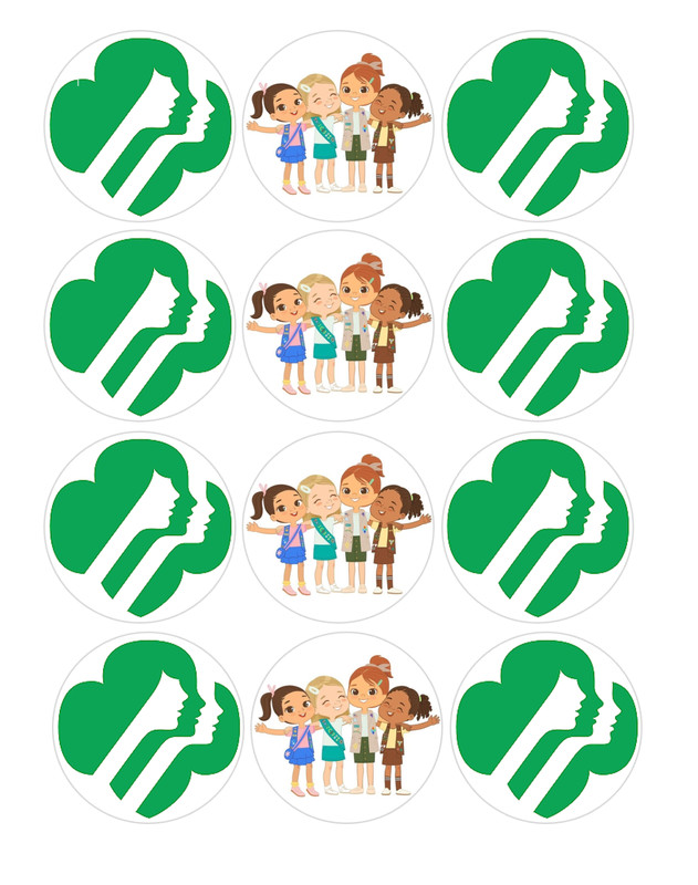 12 girl scouts, edible paper, cupcake cookie toppers CHOOSE SIZE pre cut