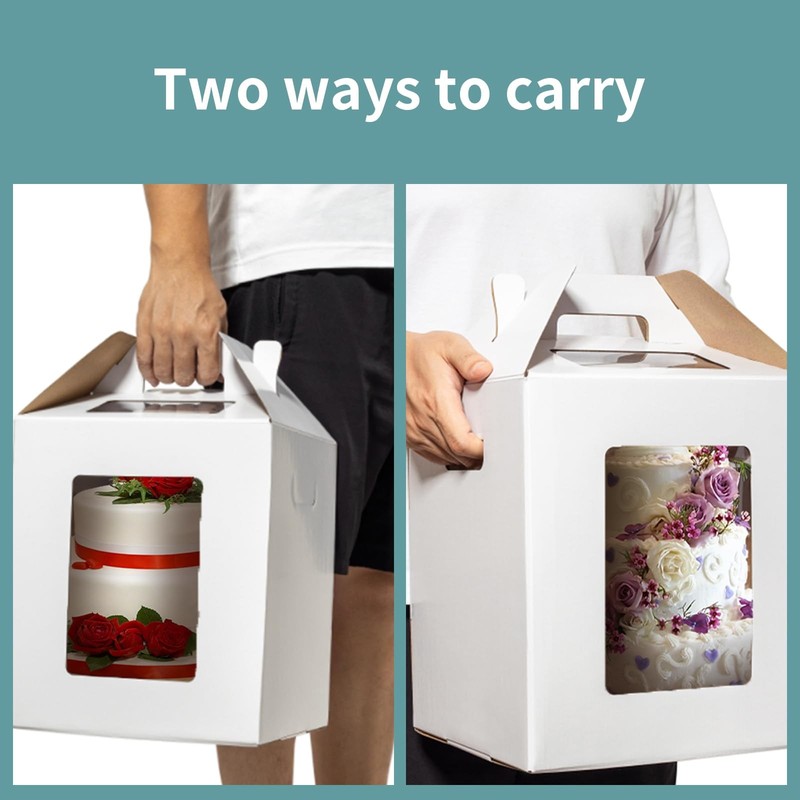 3 Pack Tall Cake Boxes for Tier Cakes 12x12x14 Inch Disposable Layer Tall Bak... gallery