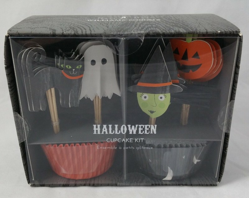 Williams Sonoma Meri Meri Halloween Cupcake Kit Witch Pumpkin Cat Ghost