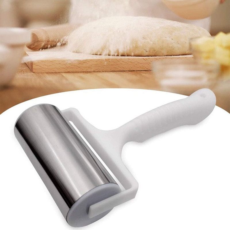 Stainless Steel Rolling Pin with Plastic Handle, Small Mini Pastry and Pizza Dou