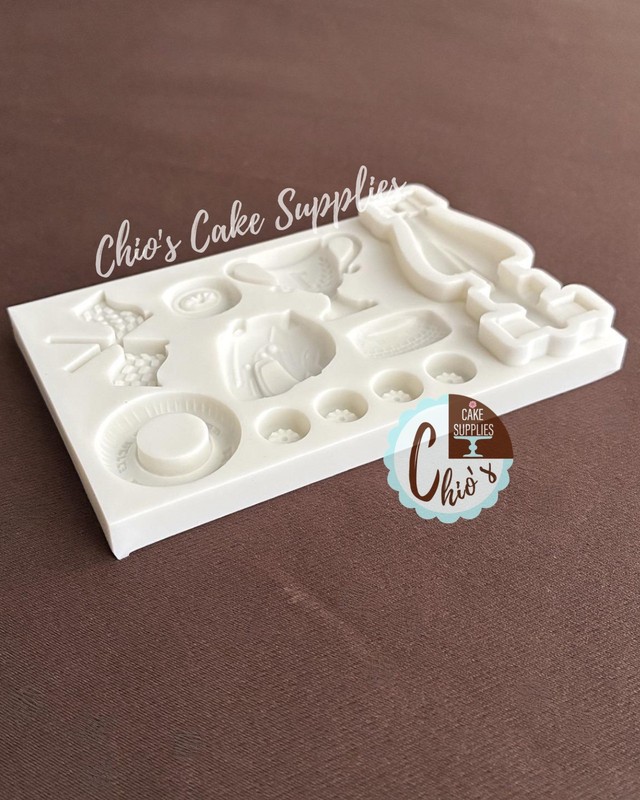 Formula One Themed Silicone Mold: 3D Race Car, Flags, Cup, Helmet, Tires cvts gallery