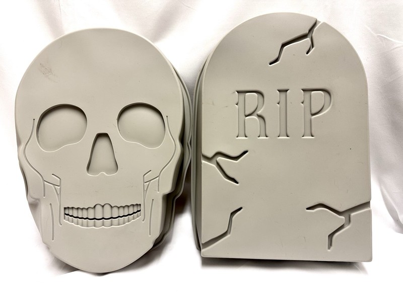 Set of 2 Halloween Silicone Cake Molds - Skull & Tombstone by Celebrate It 8x12 gallery
