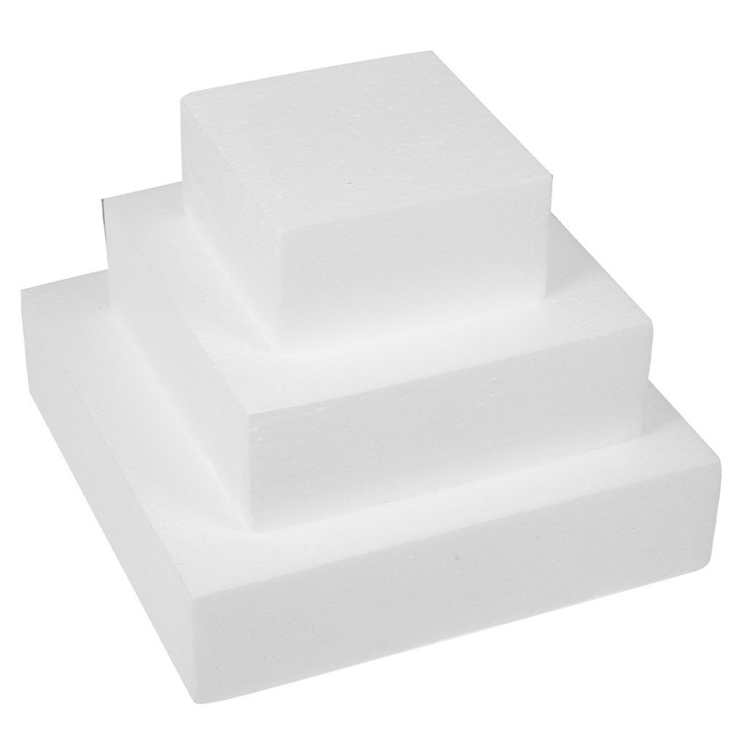 3 Pcs Cake Dummy Foam Blocks Square Cake Model Baking Tool Wedding