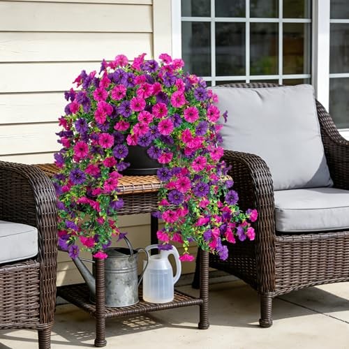 Fake Artificial Hanging Morning Glory Flowers for Purple and Dark Purple gallery