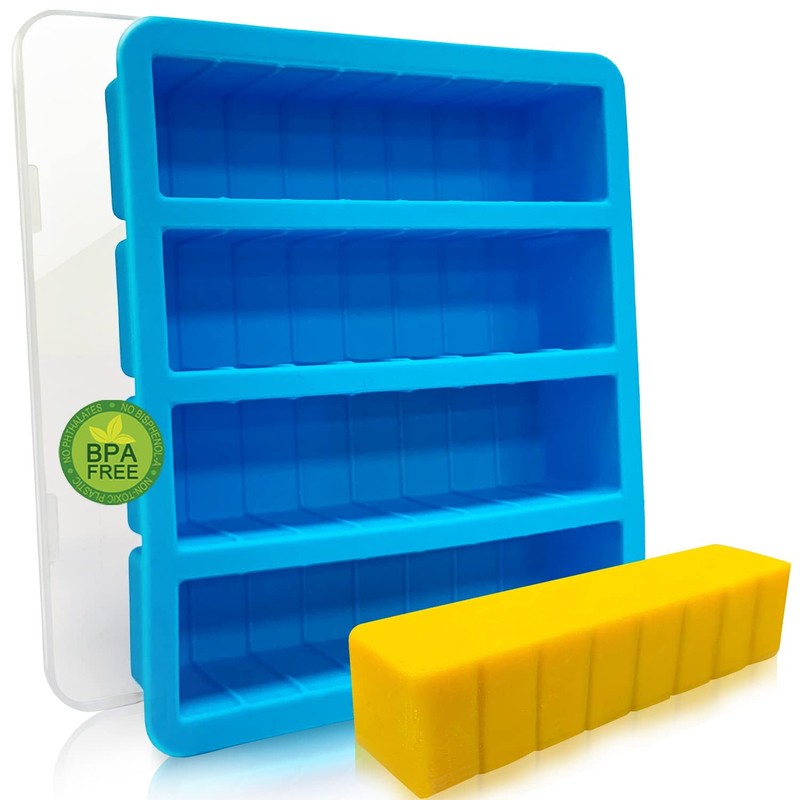 Silicone Butter Mold, Lid, Non-Stick Tray, 8 Tablespoon Cavity, Standard Stick