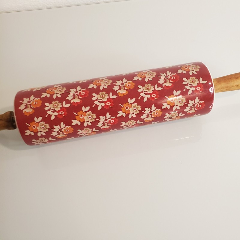 The Pioneer Woman Ceramic Rolling Pin Fall Flowers Autumn Harvest Retired gallery