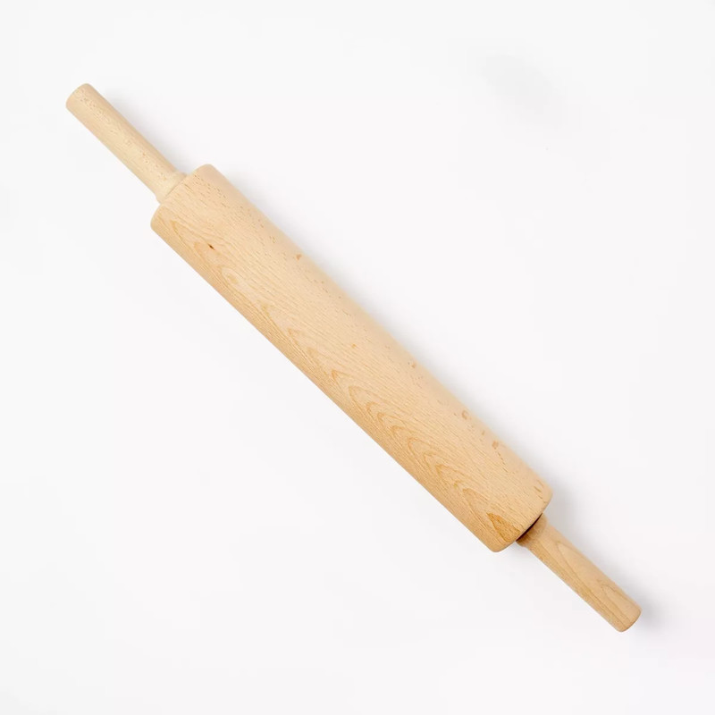 10 Inch Wooden Rolling Pin with Handles Beechwood Dough Roller for Baking