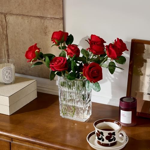 PCS Velvet Artificial Roses, Realistic Fake Silk Flowers with Bendable 48 Red gallery