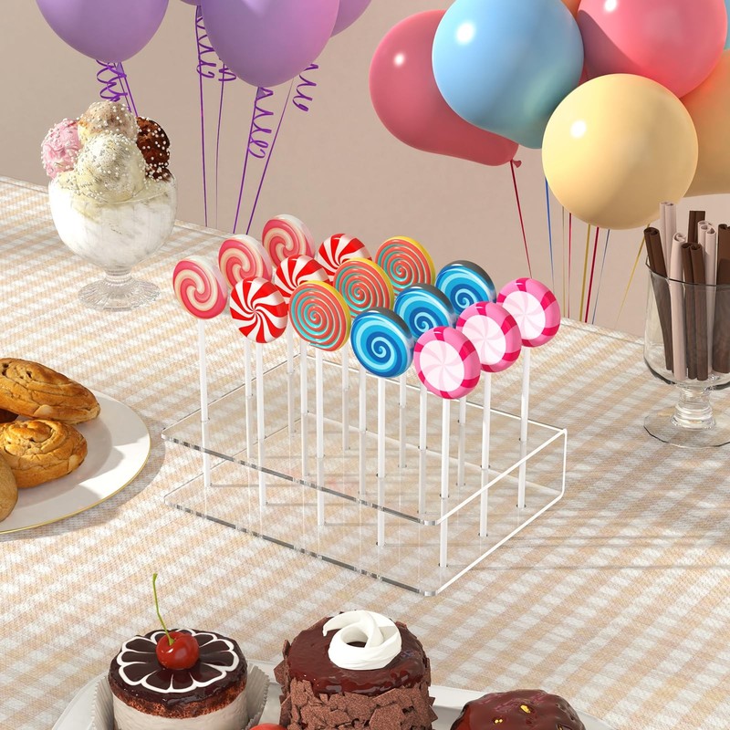 2 Pack Cake Pop Stand with Sticks Kit, Acrylic Lollipop Hold Stand, Clear Cake P gallery