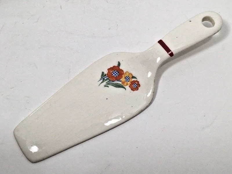 Vintage Cake Plate Cake Server Pottery Guild Hostess Ware Floral Red Yellow gallery