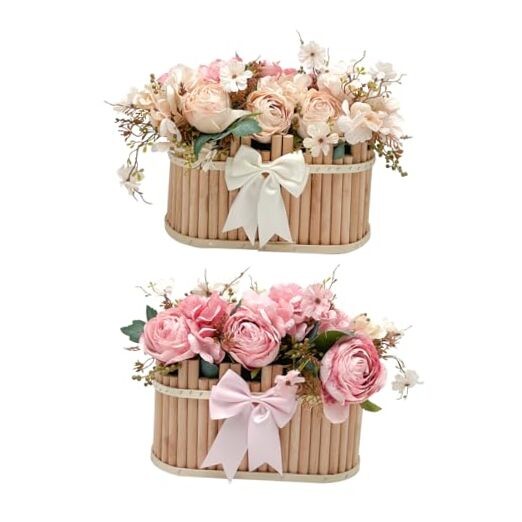 Dining Table Centerpiece Decor – Pre-Made Artificial Flower Double Pink